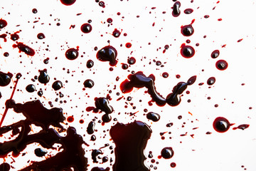 Splattered blood stain on white background