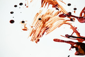 Splattered blood stain on white background