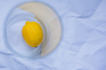 Yellow lemon on white background
