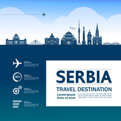 Serbia travel destination grand vector illustration.