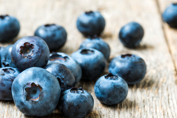 High huckleberry on rustic wood table background