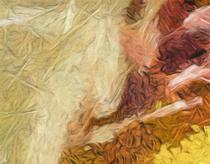 Large watercolor paint strokes on canvas. Simple modern art drawing. Multicolored background in oil painting style. Energy of bright colors. Hand made acrylic abstraction. Surreal impressionism print.