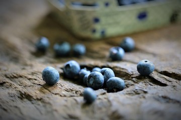 fresh blueberries on wooden background