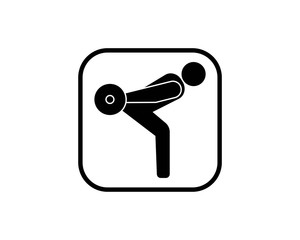 Triceps kickback icon in glyph style isolated on white background, this icon is suitable for instructions and symbols on the gym or fitness center.- vector