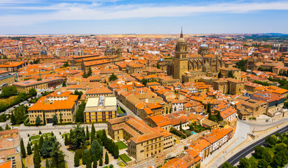 Fototapeta premium Aerial view of Salamanca Cathedral and historical center of city