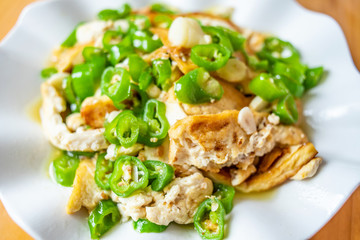 Chinese Hunan home cooking chili fried tofu