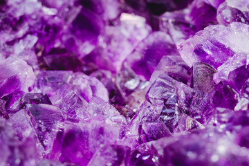 Macro photography of the amethyst crystal druze.