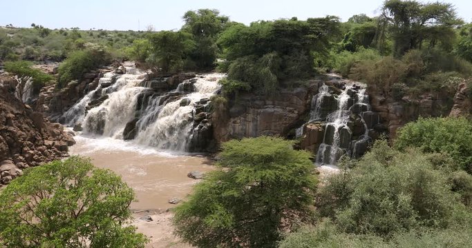Fall in Awash National Park. Waterfalls in Awash wildlife reserve in south of Ethiopia. Wilderness scene, Africa