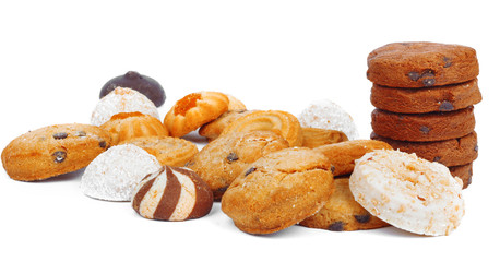 Tasty fresh cookies on isolated background