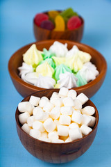 Fototapeta na wymiar Meringue,marmalade and marshmallow