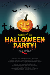 Halloween party poster with Pumpkin ghost.