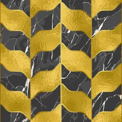 Gordijnen Marble luxury seamless pattern with golden foil © kronalux