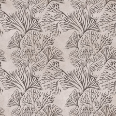 Seamless pattern with marine plants. Corals and algae. Watercolor pattern. Suitable for textile design, paper, wedding decor. - 279776363