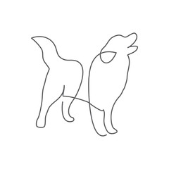 Dog One line drawing on white