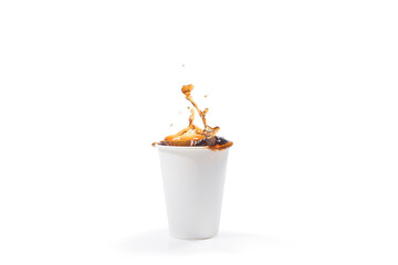 Styrofoam cup with coffee splashes
