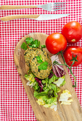 Vegetarian food Wheat Gluten Steaks with spinach