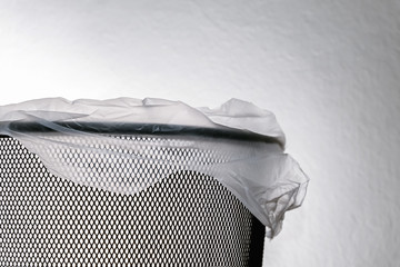 plastic bag in basket