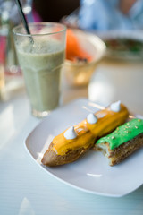 Natural smoothie made from banana and kiwi