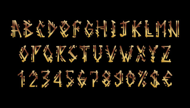 Vikings letters set. Old Norse Scandinavian runes. Celtic alphabet