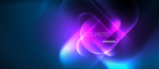 Blue neon round shapes techno background