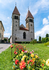 Fototapeta na wymiar view of the church of St. Peter and Paul on Reichenau island on Lake Constance