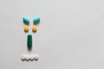 pills on white background