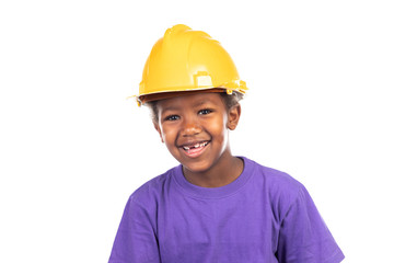 Cute kid with yellow helmet