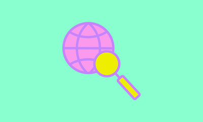 Web icon. Globe and loupe