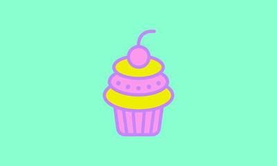 Web line icon. Cake. Birthday cake.