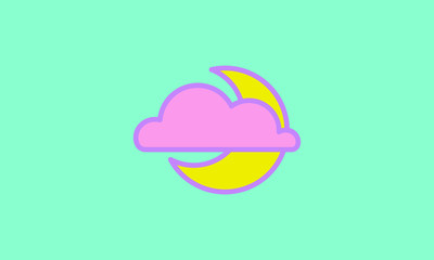 Web icon. Cloud and moon