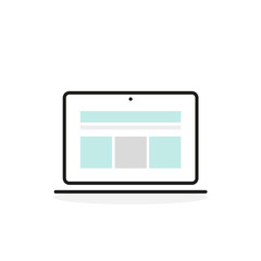 Responsive web design. Laptop computer icon. Web development, user experience. Vector illustration, flat design