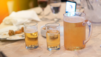 Beer glass placed on the table