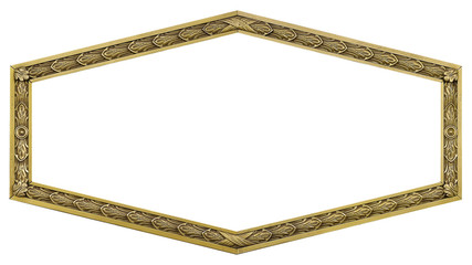 Golden frame for paintings, mirrors or photo isolated on white background	