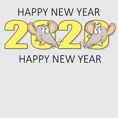 2020 year rat in vintage style. Xmas celebration.