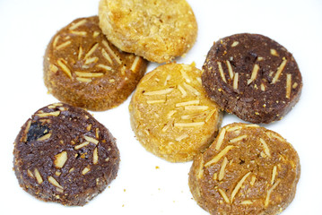 Group of cookies on white background