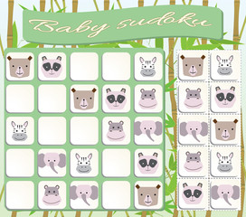 Sudoku for kids with colorful animals images