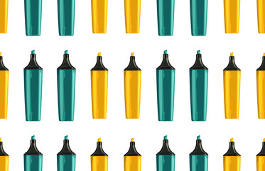 Seamless back to school pattern with colorful markers.