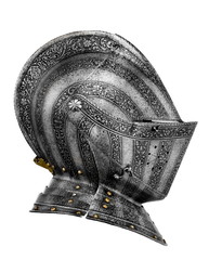 old ancient medieval helmet isolated on white