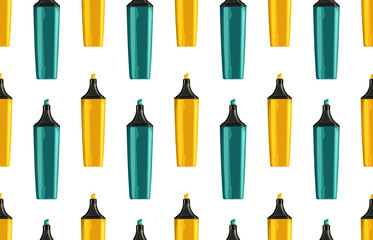 Seamless back to school pattern with colorful markers.