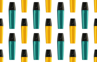 Seamless back to school pattern with colorful markers.
