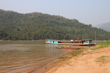 along the mekong river in laos 