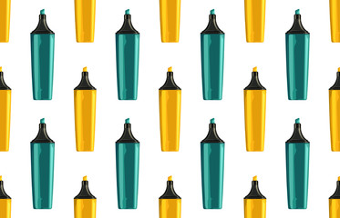Seamless back to school pattern with colorful markers.