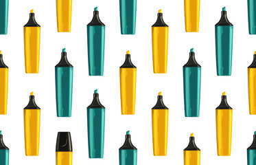 Seamless back to school pattern with colorful markers.