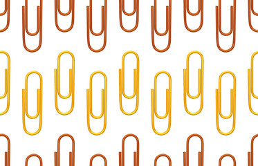 Seamless back to school pattern with colored paper clips.