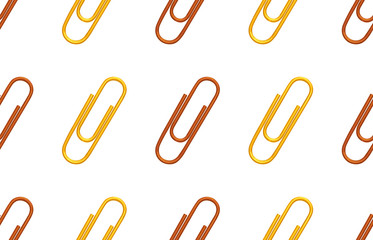 Seamless back to school pattern with colored paper clips.
