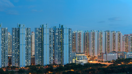 Naklejka premium Panorama view of public estate in Hong Kong