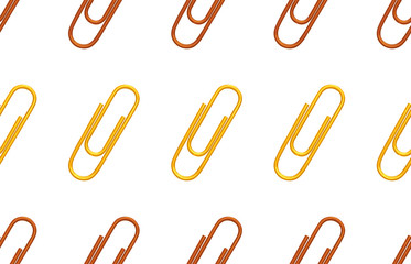 Seamless back to school pattern with colored paper clips.
