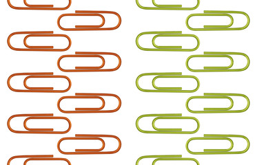 Seamless back to school pattern with colored paper clips.