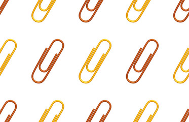 Seamless back to school pattern with colored paper clips.