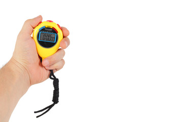 Sports equipment - Yellow Stopwatch in a hand